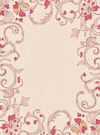 Crimson Floral Scrollwork Meadow Rug
