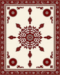 Deep Crimson Floral Sunburst Medallion Rug