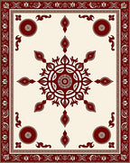 Deep Crimson Floral Sunburst Medallion Rug