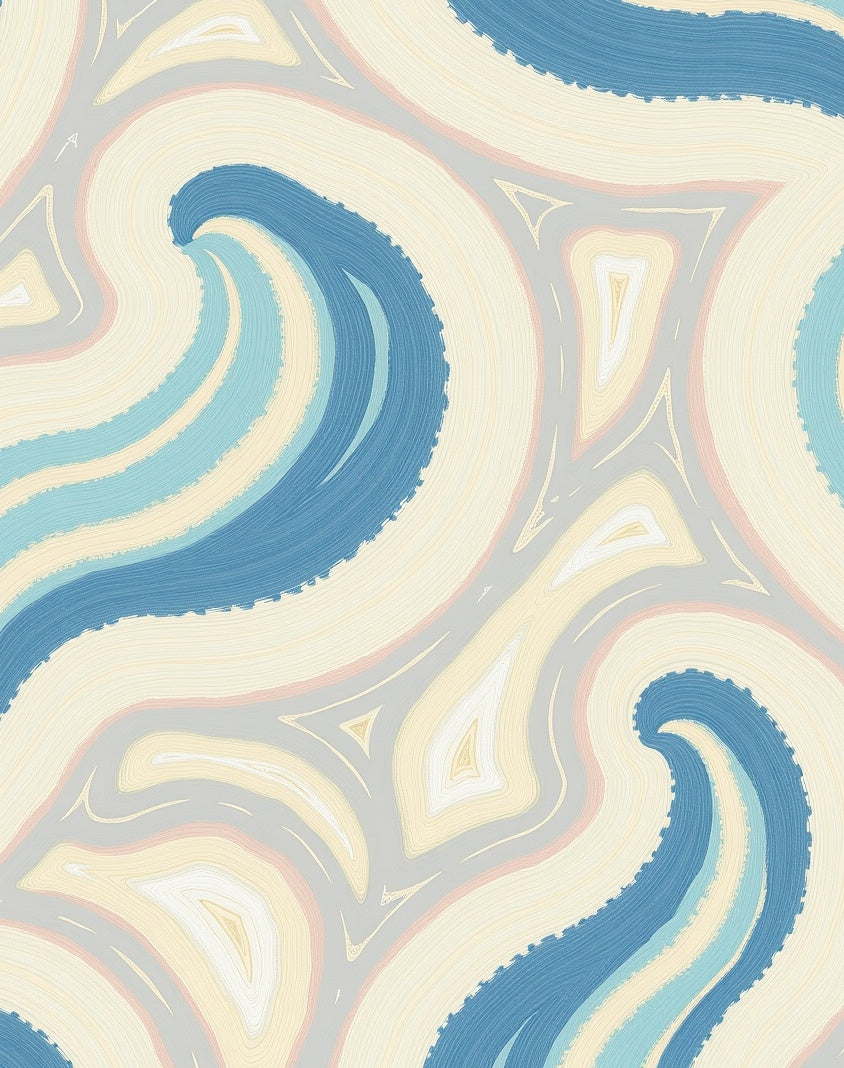 Serene Blue Swirl Agate Lines Rug