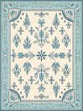 Ornate Teal Cream Floral Medallion Rug