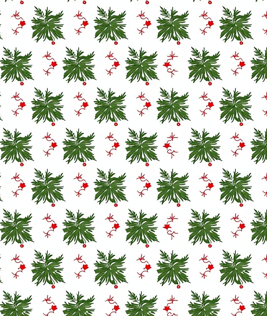 Festive Green Foliage Red Garland Rug