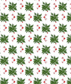 Festive Green Foliage Red Garland Rug