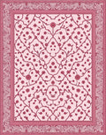 Vintage Rose Vine Floral Medallion Rug