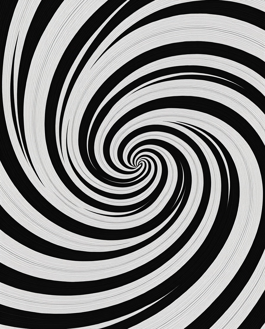 Black White Swirling Spiral Optical Illusion Rug