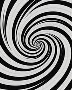 Black White Swirling Spiral Optical Illusion Rug