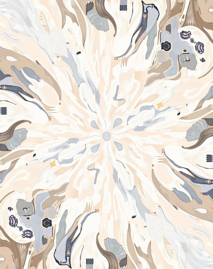 Abstract Neutral Organic Bloom Rug