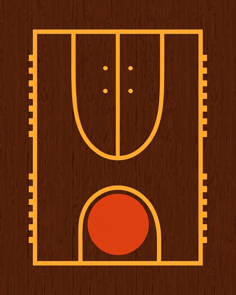 Rustic Wood Basketball Court Rug
