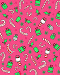 Pink Candy Cane Holly Gift Collage Rug
