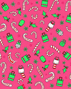 Pink Candy Cane Holly Gift Collage Rug