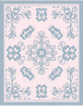 Pink Blue Floral Imprint Rug