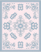 Pink Blue Floral Imprint Rug