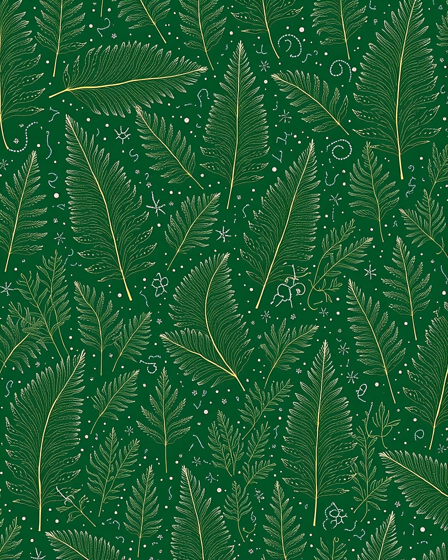 Emerald Green Golden Feather Scatter Rug