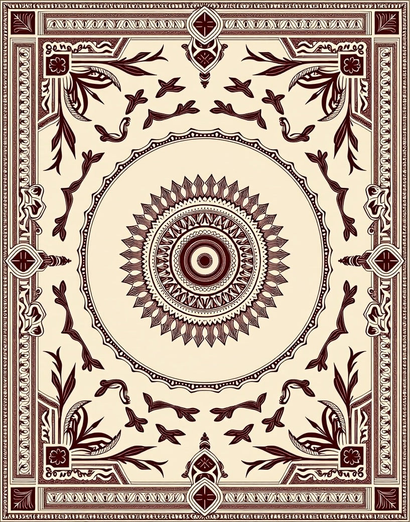 Deep Burgundy Classic Floral Medallion Rug