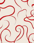 Crimson Swirls on Cream Background Rug