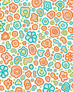Whimsical Orange Turquoise Organic Forms Rug