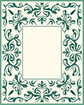 Cream Emerald Scrollwork Floral Border Rug