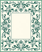 Cream Emerald Scrollwork Floral Border Rug