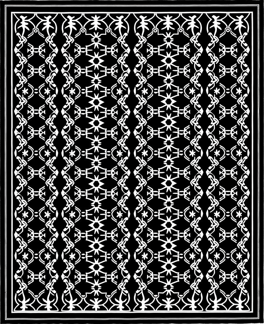 Classic Black White Geometric Mandala Rug
