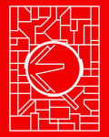 Bold Red Geometric Abstract Round Rug