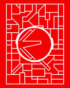 Bold Red Geometric Abstract Round Rug
