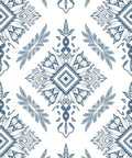 Blue White Floral Diamond Medallion Rug