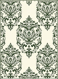 Deep Forest Green Damask Scroll Rug