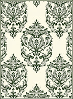 Deep Forest Green Damask Scroll Rug