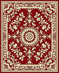 Crimson Floral Medallion Central Border Rug