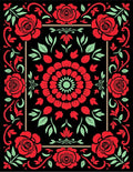 Crimson Rose Medallion Black Vintage Rug