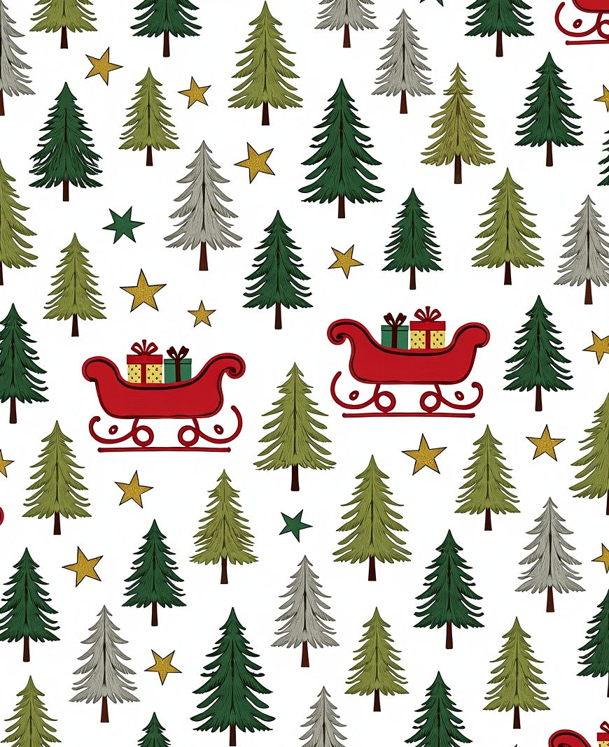 Festive Winter Trees Sleigh Gifts Stars Rug