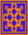 Bold Orange Blue Geometric Medallion Rug