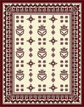 Burgundy Cream Floral Medallion Border Rug