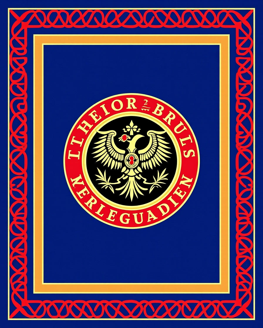 Bold Red Eagle Emblem Royal Blue Rug