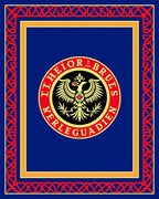 Bold Red Eagle Emblem Royal Blue Rug