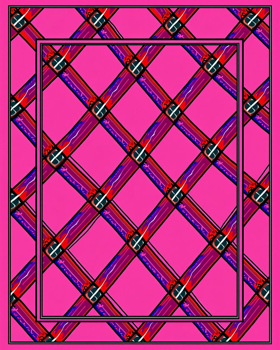 Hot Pink Tartan Intersecting Stripes Rug