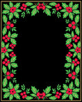 Red Berry Green Leaf Border Rug