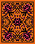 Orange Pink Floral Medallion Art Rug