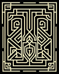Cream Black Geometric Maze Rug