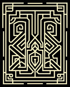 Cream Black Geometric Maze Rug