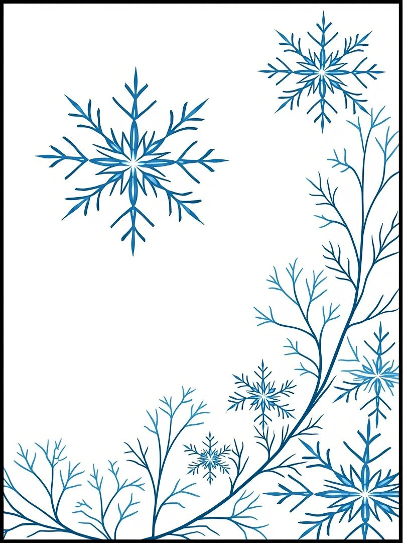 Winter Blue Snowflake Branch Arrangement Rug
