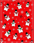 Happy Snowman Red Snowflake Scatter Rug