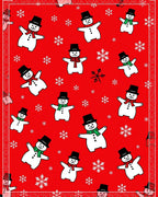 Happy Snowman Red Snowflake Scatter Rug