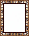 Rustic Earthy Tan Geometric Border Rug
