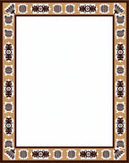 Rustic Earthy Tan Geometric Border Rug