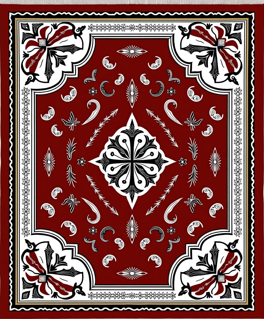 Crimson Intricate Floral Symmetry Rug