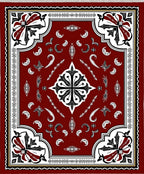 Crimson Intricate Floral Symmetry Rug