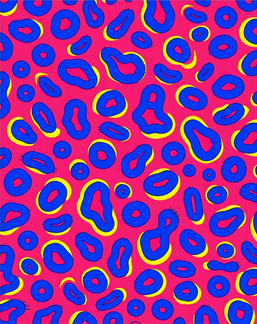 Vibrant Pink Blue Leopard Spots Rug