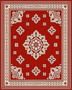 Crimson Red Ornamental Medallion Rug
