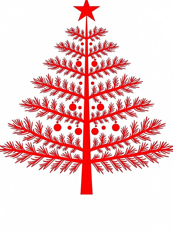 Bold Red Star Christmas Tree Rug